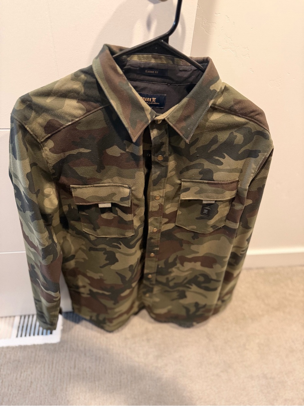 Roark Men's Camo Button-Down Shirt in Olive & Brown